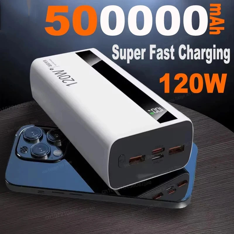 500000mAh High Capacity PowerBank 120W Super Fast Charging Portable External Battery Powerbank for iphone Huawei