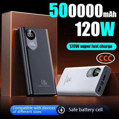 2026NEW Power Bank 500000mAh Large Capacity 120W Super Fast Charging With Portable Digital Display Supply For Various Phones