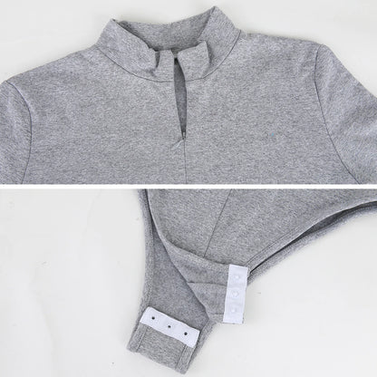 Womens Compression Thermal Shirts Fleece Lined Long Sleeve Zip High Neck Slim Fit Bodysuit Tops for Winter Cold Weather