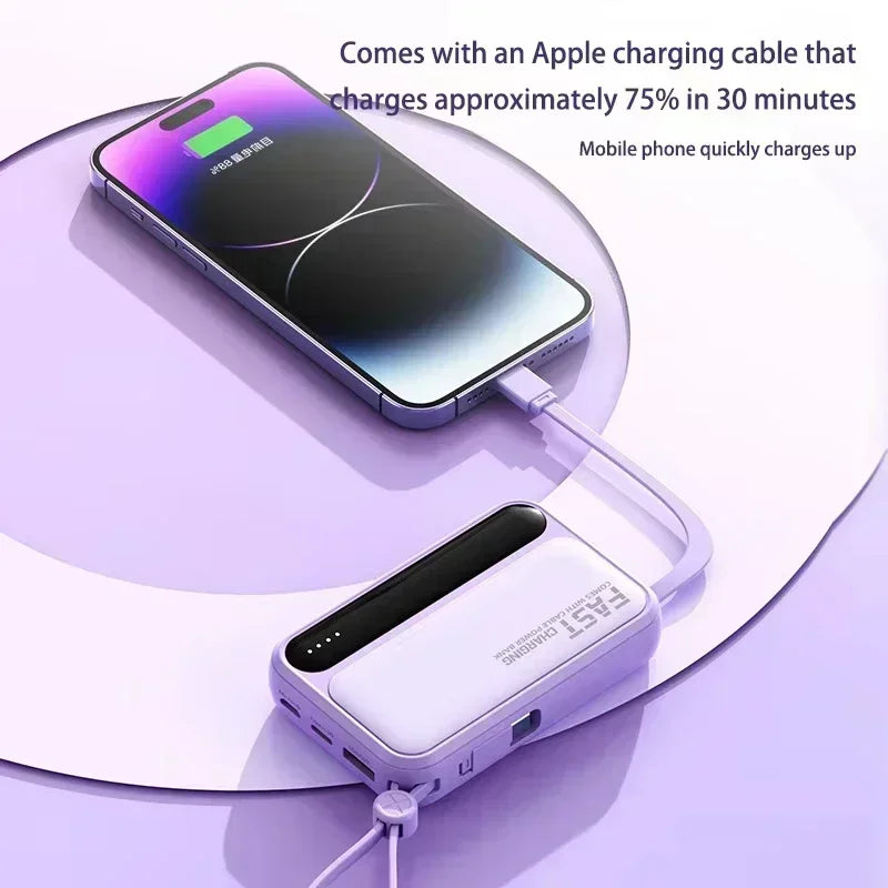 Large Capacity 500000mAh Power Bank 120W 4-in-1 Cables Intelligent Digital Display Portable  Powerbank for iPhone