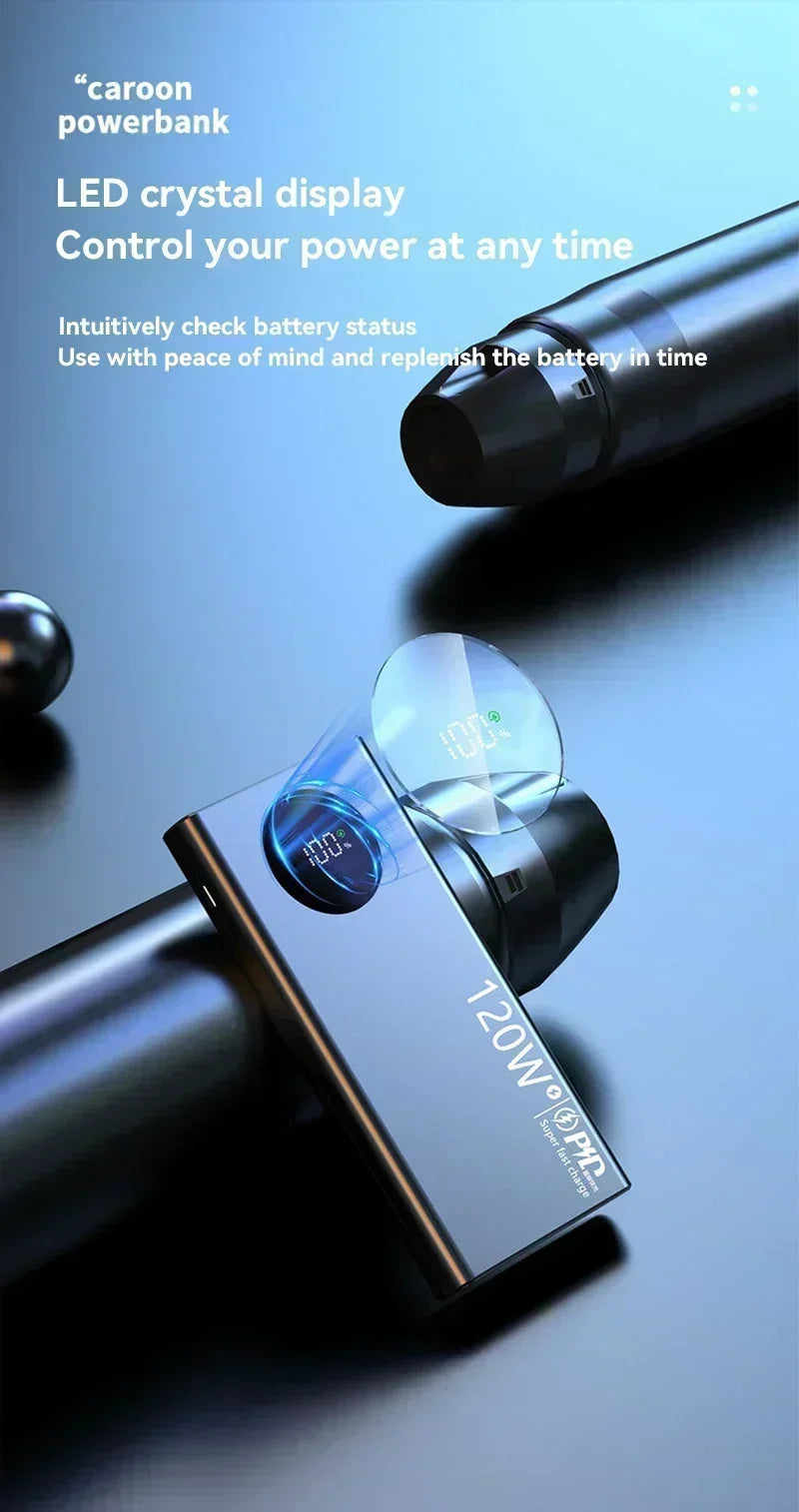 200000mAh Power Bank 120W Super Fast Charging Power Bank High Capacity External Battery With Digital Display For Iphone Xiaomi