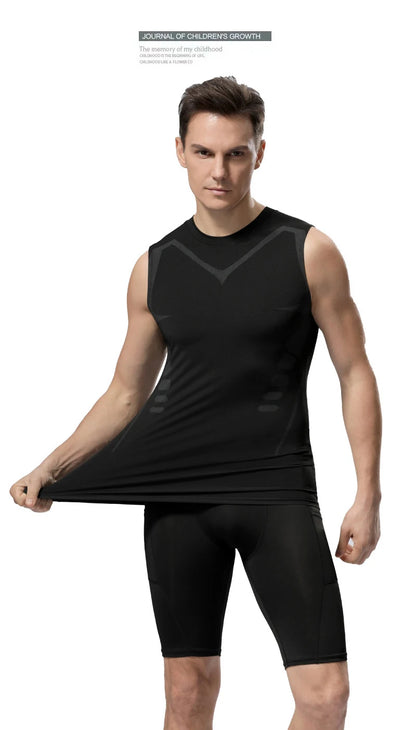 Compression Tank Top Men Gym Shirt Sleeveless Quick Dry Printing Sportswear Male Fitness Bodybuilding Vest Workout Muscle Top
