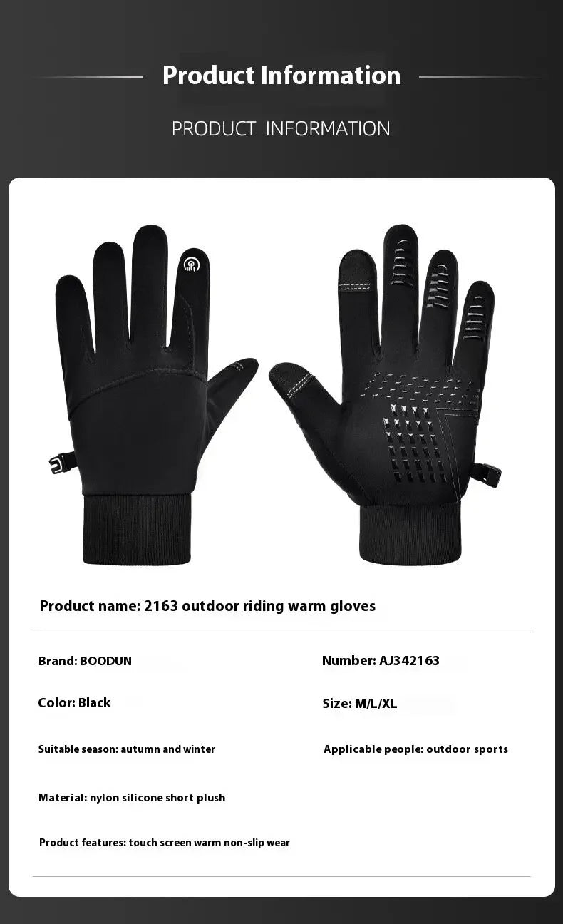 Thermal Touchscreen Cycling Gloves Windproof  Water-Resistant Winter Bike Gloves with Anti-Slip Grip