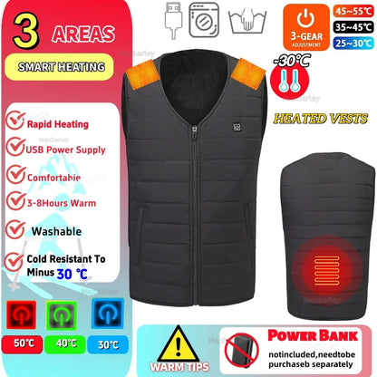 Heated Vest for Men Women 12-Zone Smart Electric Heating Vest USB Rechargeable Thermal Fleece Lined Winter Warm Vest Outdoor