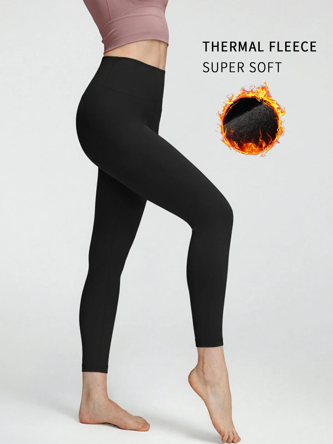 Thermal leggings for women featuring fleece lining and high waist design. Perfect for winter running and outdoor workout comfort