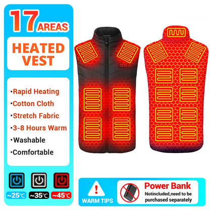 21 Heated Vest Winter Electric Heated Jackets Men Women Sportswear Heated Coat Coat Motorcycle USB Heating Jacket For Camping