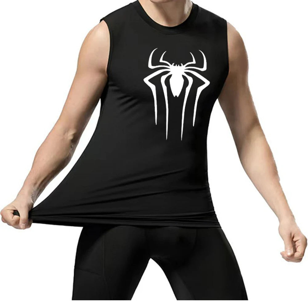 Compression Tank Top Men Gym Shirt Sleeveless Quick Dry Solid Sportswear Male Fitness Bodybuilding Vest Workout Muscle Top