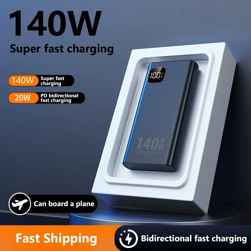 500000mAh Ultra Large Capacity Power Bank 140W Super Fast Charging Portable Mobile Power Digital Display External Battery