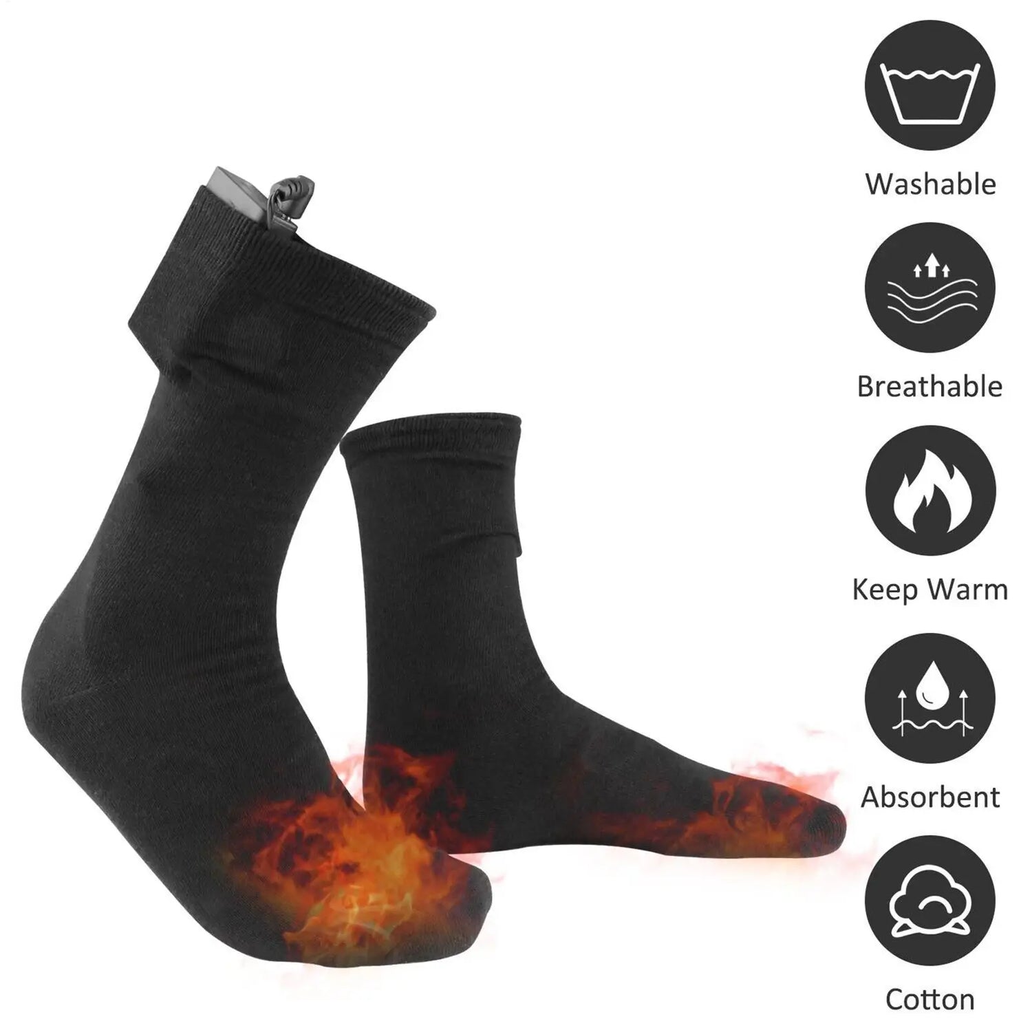 Electric Heated Socks Cold-Proof Quick Heating Long Foot Warmer Socks Breathable USB Heated Socks for Hiking Traveling Walking