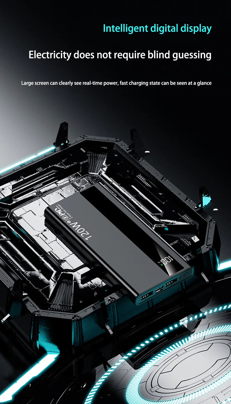 500000mAh High Capacity Power Bank 120W Super Fast Charging Portable External Battery Powerbank for iPhone Huawei