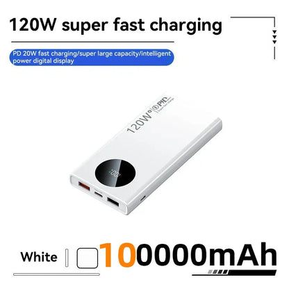 200000mAh Power Bank 120W Super Fast Charging Power Bank High Capacity External Battery With Digital Display For Iphone Xiaomi