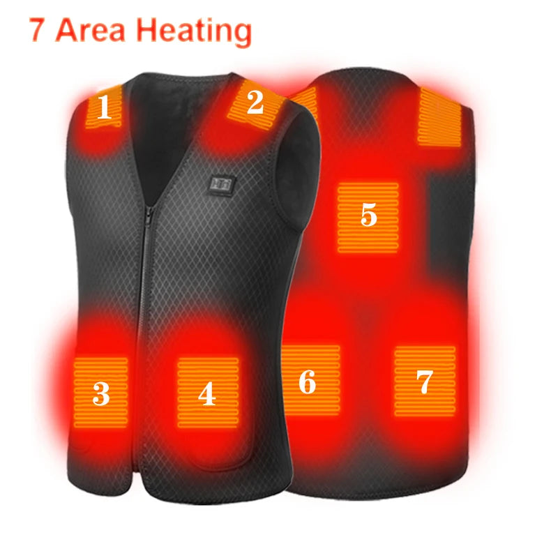 16 Areas Heated Vest USB Infrared Heating Vest Jacket Unisex Winter Electric Heated Vest Outdoor Sports Hiking Oversized M-4XL