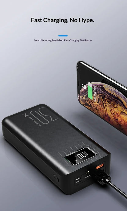 Power bank with a large capacity of 30000 mAh fast charging for mobile phones mobile power bank charging digital display