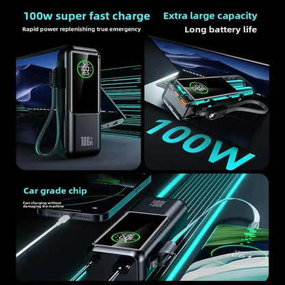 30000mAh Super Capacity Power Bank 100W Super Fast Charging Mobile Power Portable External Power For IOS Android Laptop Tablet