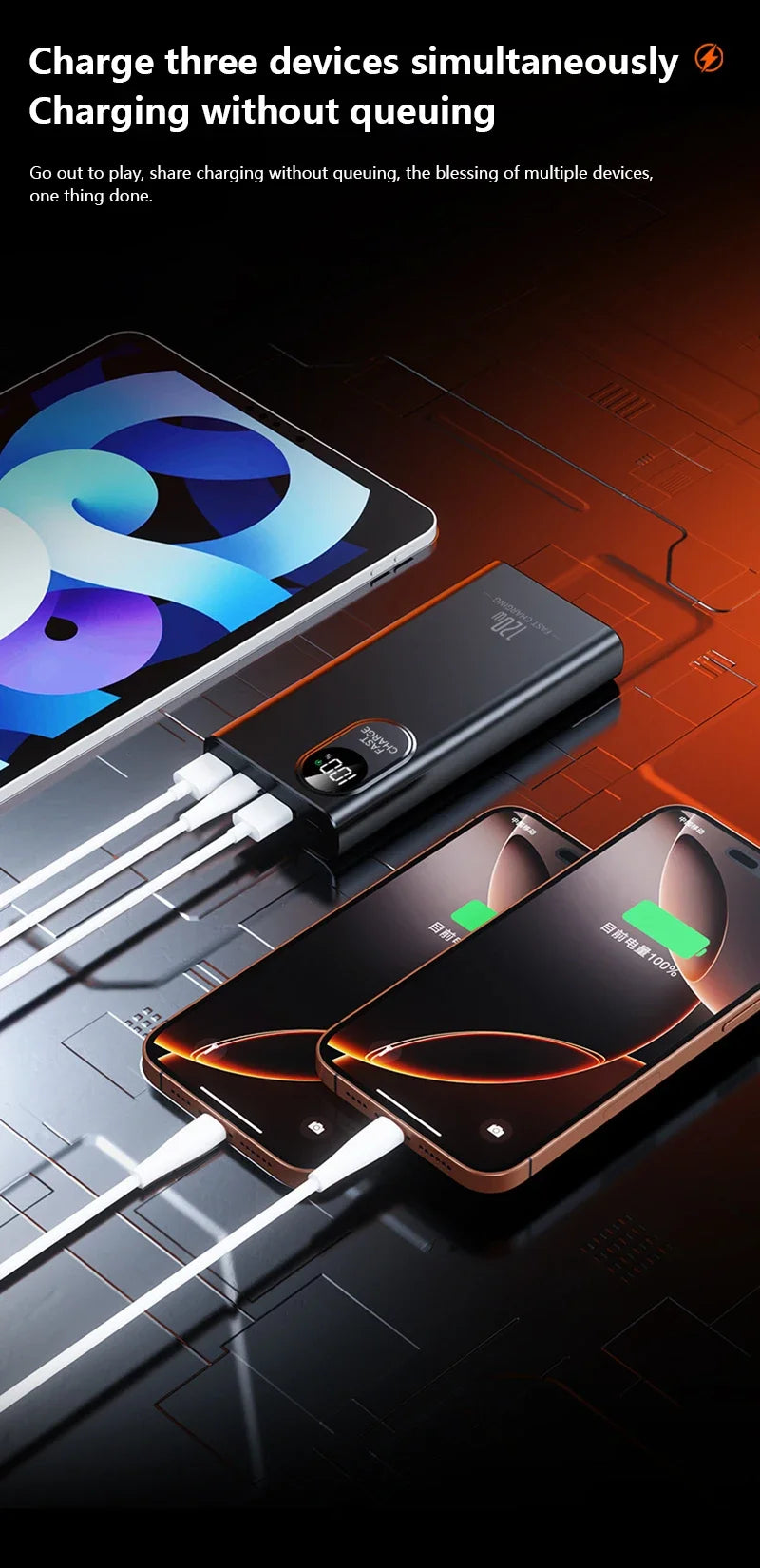 2026NEW Power Bank 500000mAh Large Capacity 120W Super Fast Charging With Portable Digital Display Supply For Various Phones