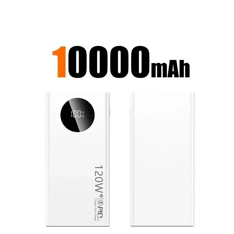 120W Power Bank 50000mAh PD Super Fast Charging Power Bank Portable High Capacity External Battery With Digital Display