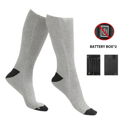 Winter Heated Socks With Battery Box Thermal Socks Women Men Heating Foot Warmer Electric Fever Socks Hiking Ski Warm Outdoor