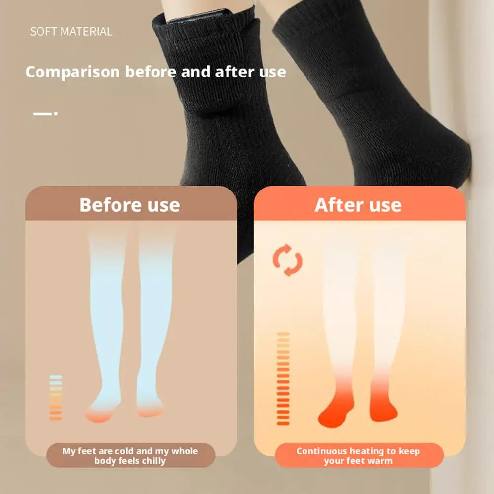 USB Heated Socks (Battery Not Included) - Full Foot Heating Warm Socks, Winter Skiing Outdoor Sports Thermal Electric Heat Socks