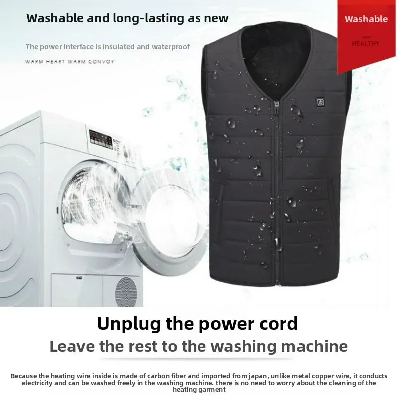 Heated Vest for Men Women 12-Zone Smart Electric Heating Vest USB Rechargeable Thermal Fleece Lined Winter Warm Vest Outdoor