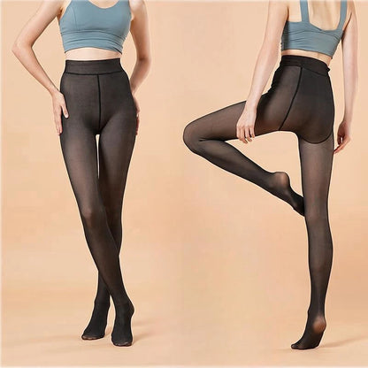 Women Thermal Leggings Winter Warm Sexy Elastic Translucent Pantyhose Female Fleece Thermal High Waist Slim Thicken Tight Pants