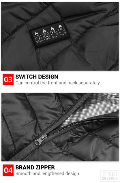 21 Heated Vest Winter Electric Heated Jackets Men Women Sportswear Heated Coat Coat Motorcycle USB Heating Jacket For Camping