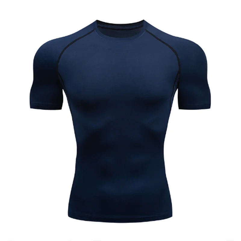 2025 Compression T Shirt Men Summer Sportswear Running T-shirt Elastic Quick Dry Sport Tops Tee Athletic Gym Workout Shirts Men
