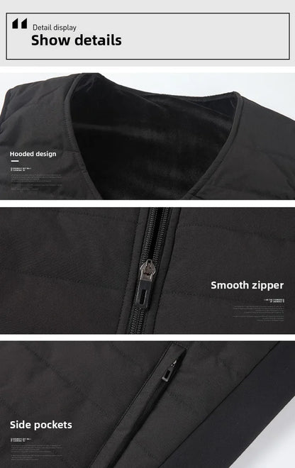 Heated Vest for Men Women 12-Zone Smart Electric Heating Vest USB Rechargeable Thermal Fleece Lined Winter Warm Vest Outdoor