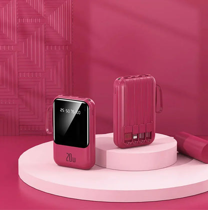 Large capacity 20000 mAh power bank with built-in charging cable and mobile power lithium polymer battery power bank