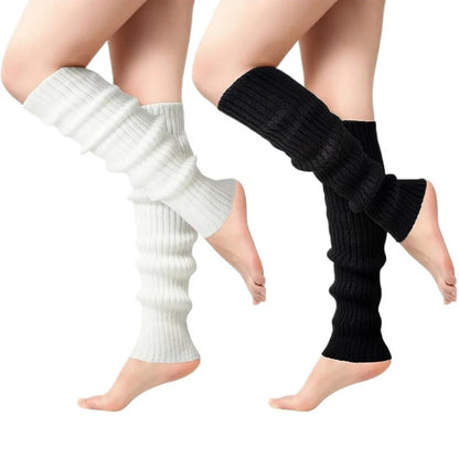 Heated Retro Fashion Knit Leg Warmers for Women - Party Dance Sports Yoga Running Hiking Warm-Up Knitted Leggings