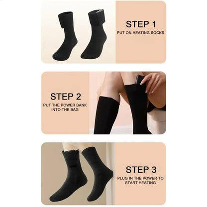 Heated Socks USB Electric Heating Warm Comfortable for Ski Snowboarding Winter Sports Outdoor Activities Travel Camping Home