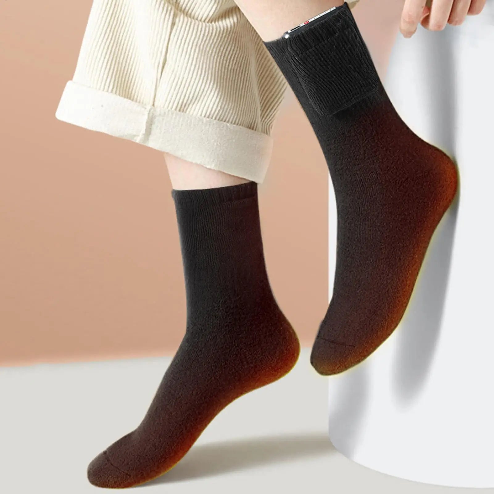 Winter Heated Socks Electric Socks for Men USB Electric Heated Socks Warm Cotton Socks with Fast Heating and Long Warmth