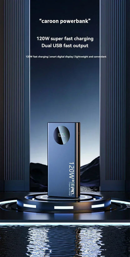 120W Power Bank 50000mAh PD Super Fast Charging Power Bank Portable High Capacity External Battery With Digital Display