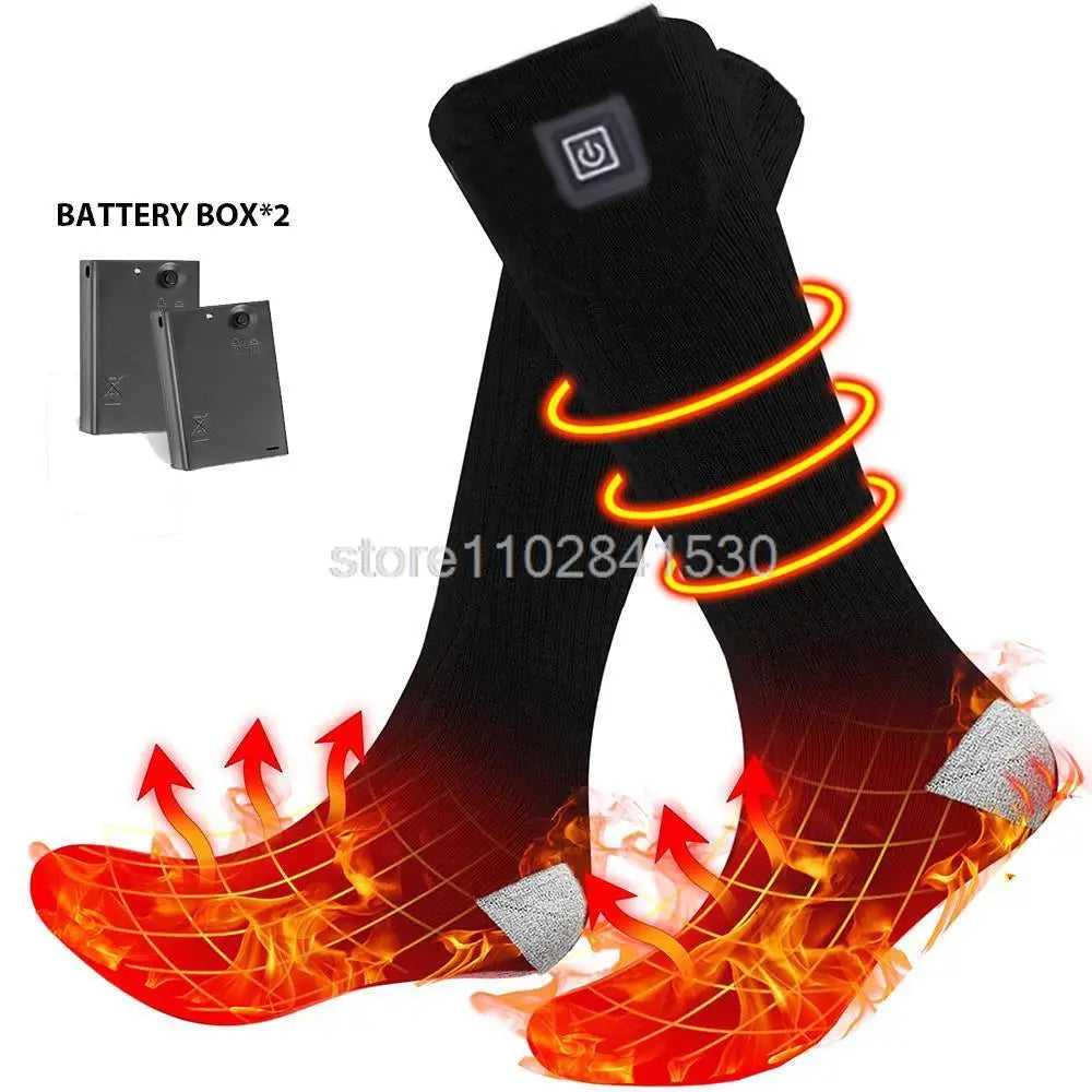 Winter Heated Socks Rechargeable Heating Socks with Battery Box Heated Socks Warmth Outdoor Heated Boots Snowmobile Ski Equipmen