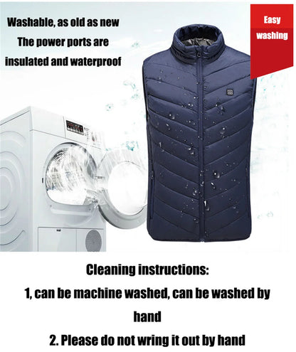 Heated Vest for Men and Women, USB Heated Jacket, Sportswear, Coat, Outdoor, Hunting, New, 9 Areas, 4XL, Winter