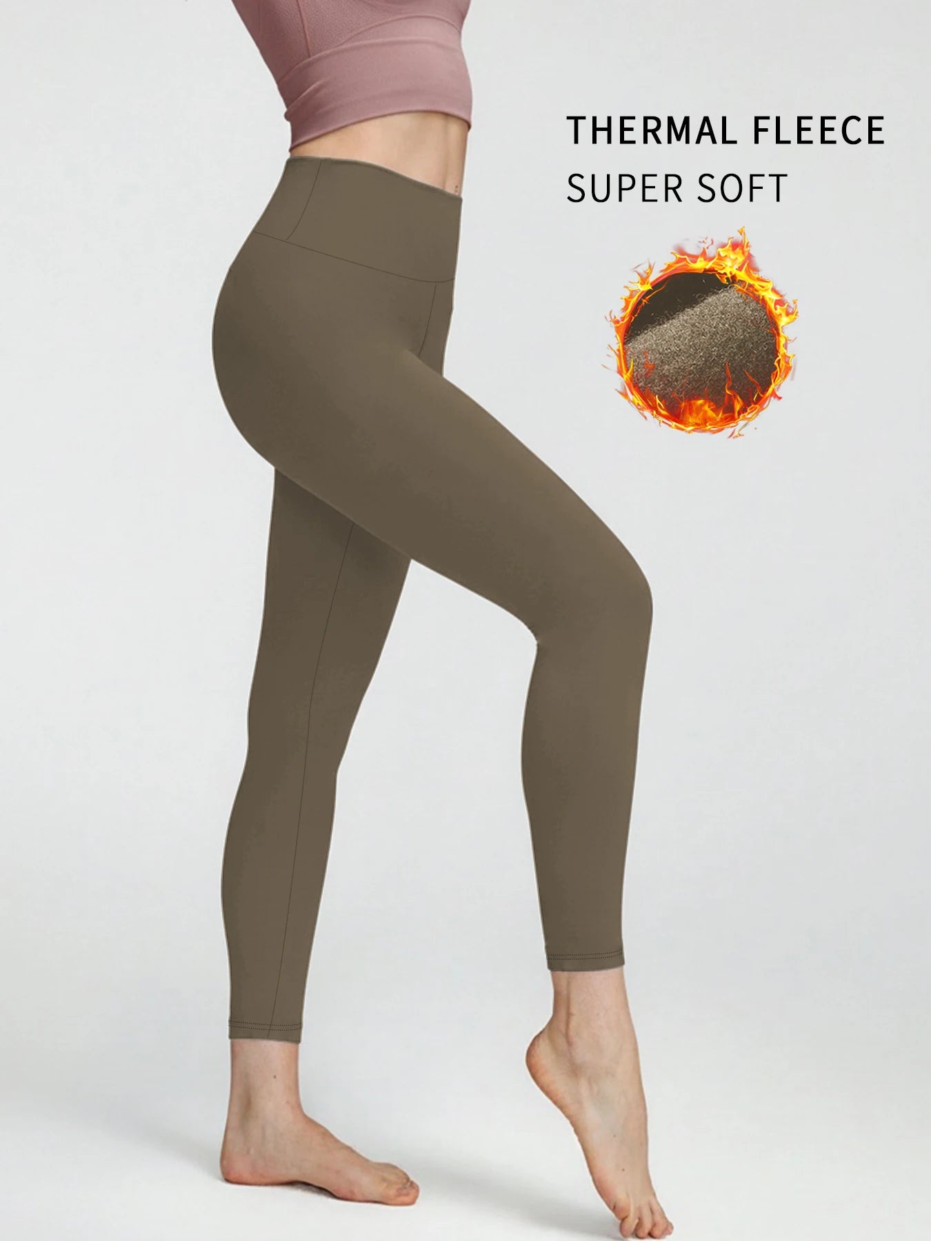 Thermal leggings for women featuring fleece lining and high waist design. Perfect for winter running and outdoor workout comfort