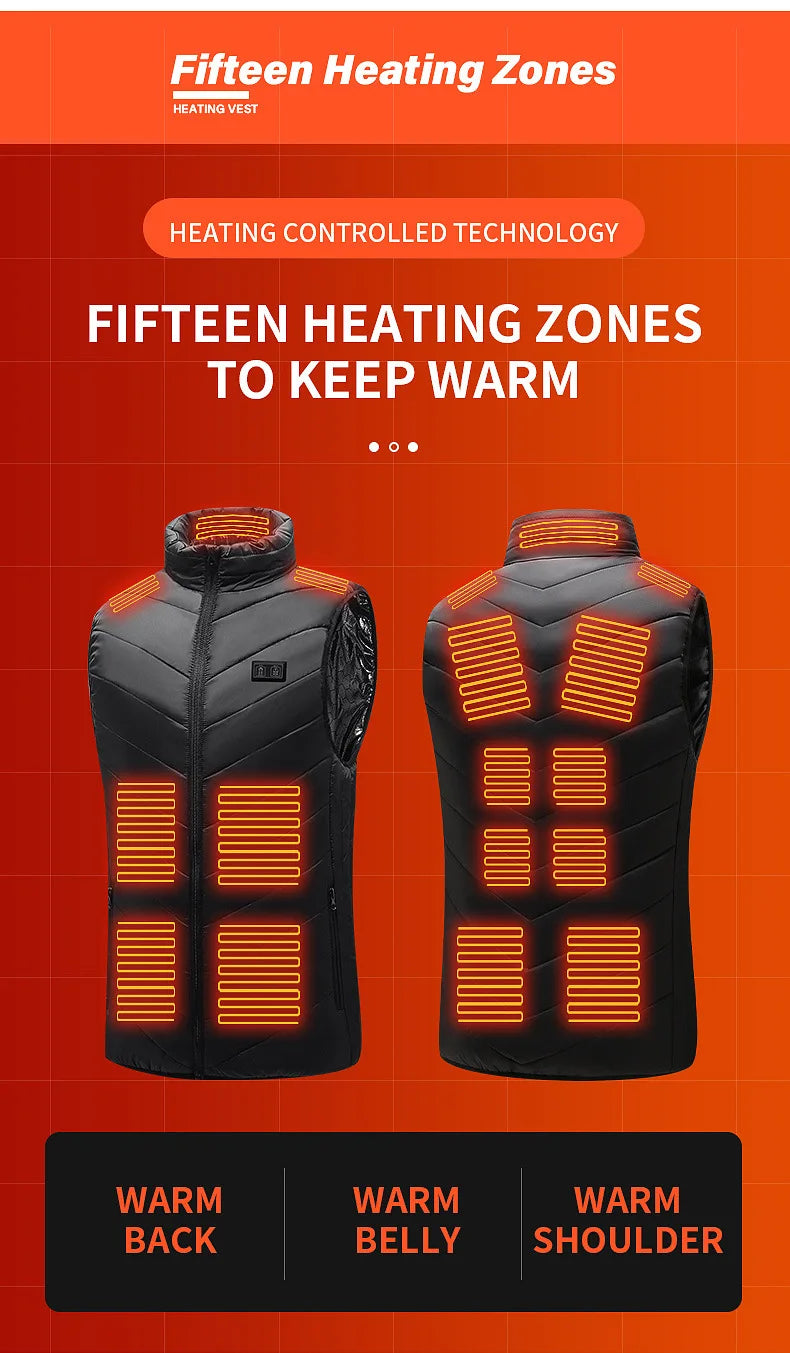 21 Heated Vest Zones Electric Heated Jackets Men Women Sportswear Heated Coat Graphene Heat Coat USB Heating Jacket For Camping