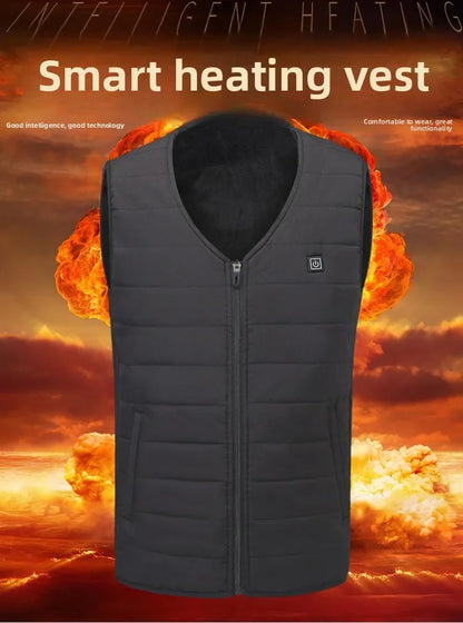 Heated Vest for Men Women 12-Zone Smart Electric Heating Vest USB Rechargeable Thermal Fleece Lined Winter Warm Vest Outdoor