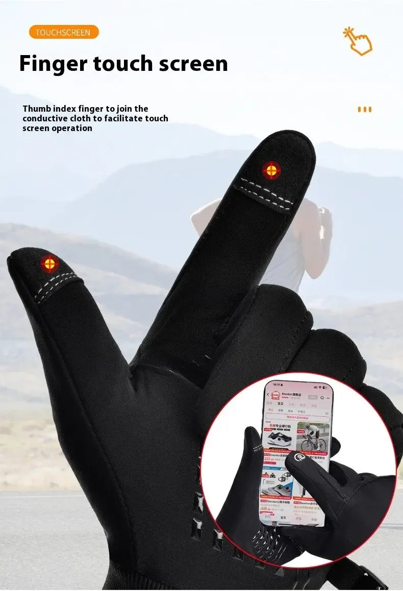 Thermal Touchscreen Cycling Gloves Windproof  Water-Resistant Winter Bike Gloves with Anti-Slip Grip