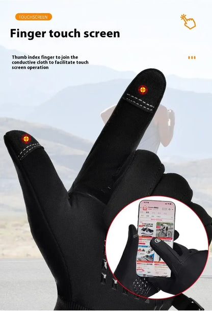 Thermal Touchscreen Cycling Gloves Windproof  Water-Resistant Winter Bike Gloves with Anti-Slip Grip