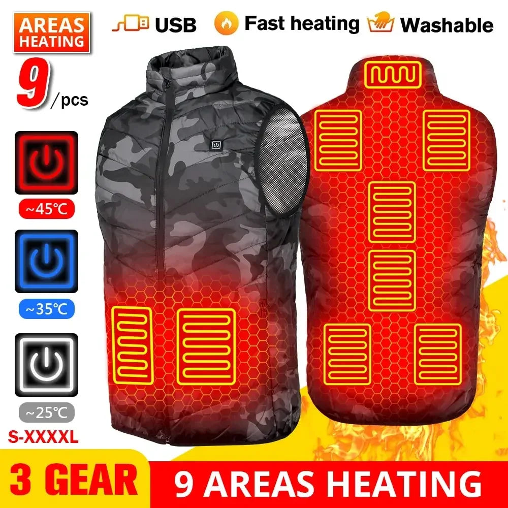 21 Heated Vest Winter Electric Heated Jackets Men Women Sportswear Heated Coat Coat Motorcycle USB Heating Jacket For Camping