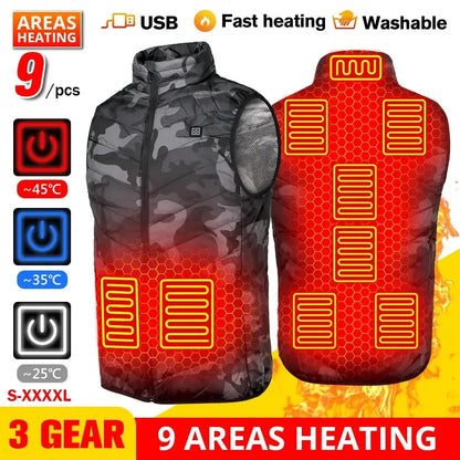21 Heated Vest Winter Electric Heated Jackets Men Women Sportswear Heated Coat Coat Motorcycle USB Heating Jacket For Camping