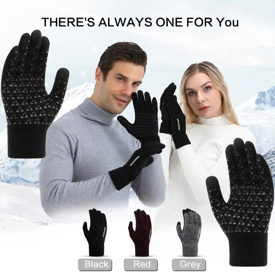 Winter Gloves for Men Women, Touch Screen Gloves, Upgraded Thicken Anti-Slip Silicone Gel, Thermal Soft Knit Lining