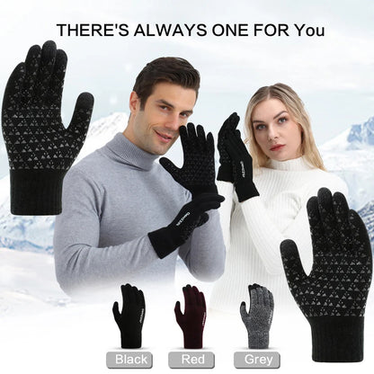 Winter Gloves for Men Women, Touch Screen Gloves, Upgraded Thicken Anti-Slip Silicone Gel, Thermal Soft Knit Lining