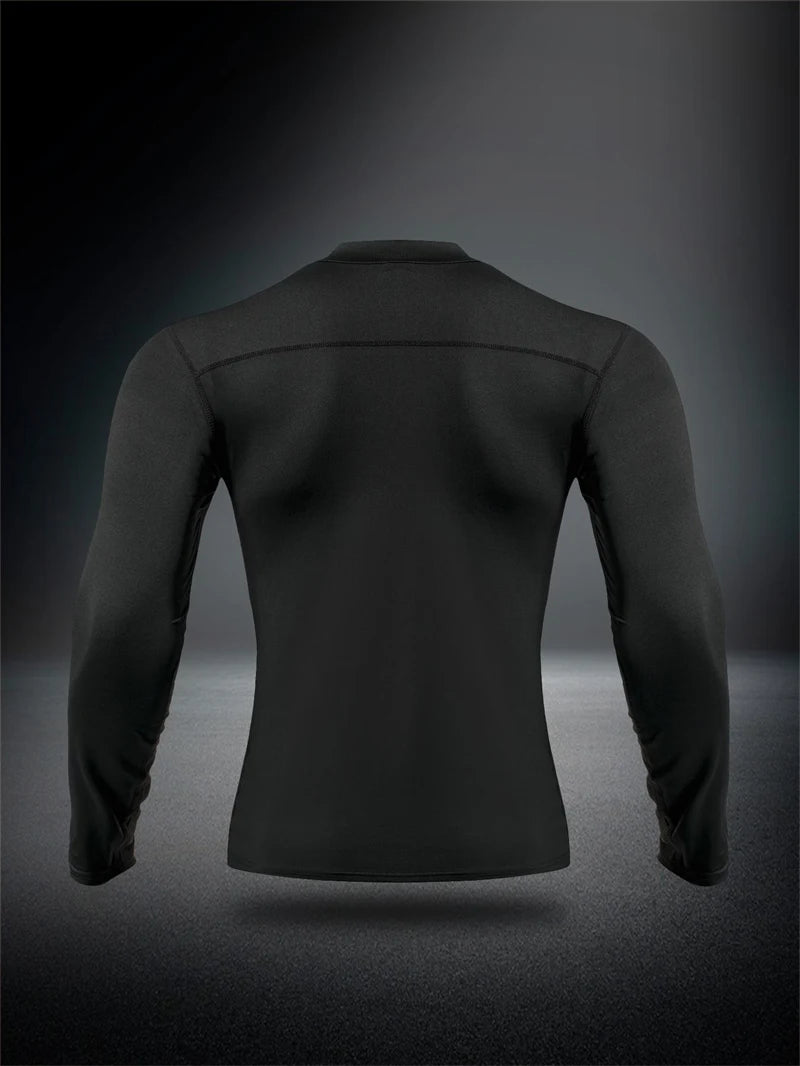 Zipper Thermal Compression Shirts for Men Winter Warm Fleece Lined Athletic Baselayer Tops for Ski Running Cycling Gym Workout