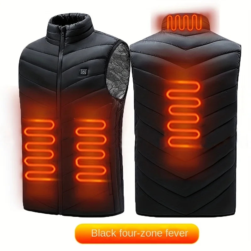 Electric Heated Vest with Carbon Fiber Heating, Full-Body USB Constant Temperature Vest for Men and Women, Heated Cotton Vest, 4 Heating Zones, Can Be Seen Clearly, Keep Warm This Winter (Battery or Power Bank Not Included)