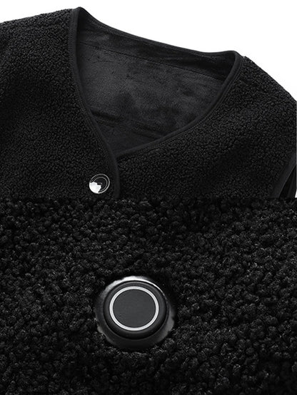 16 Areas Heated Vest Teddy Velvet V-neck for Men Women USB Electric Temperature Control Vest 3-speed Adjustable Heating Jacket