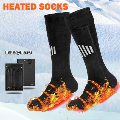 Winter Heated Socks with Battery Box Thermal Socks Women Men Heating Foot Warmer Electric Fever Socks Hiking Ski Warm Outdoor