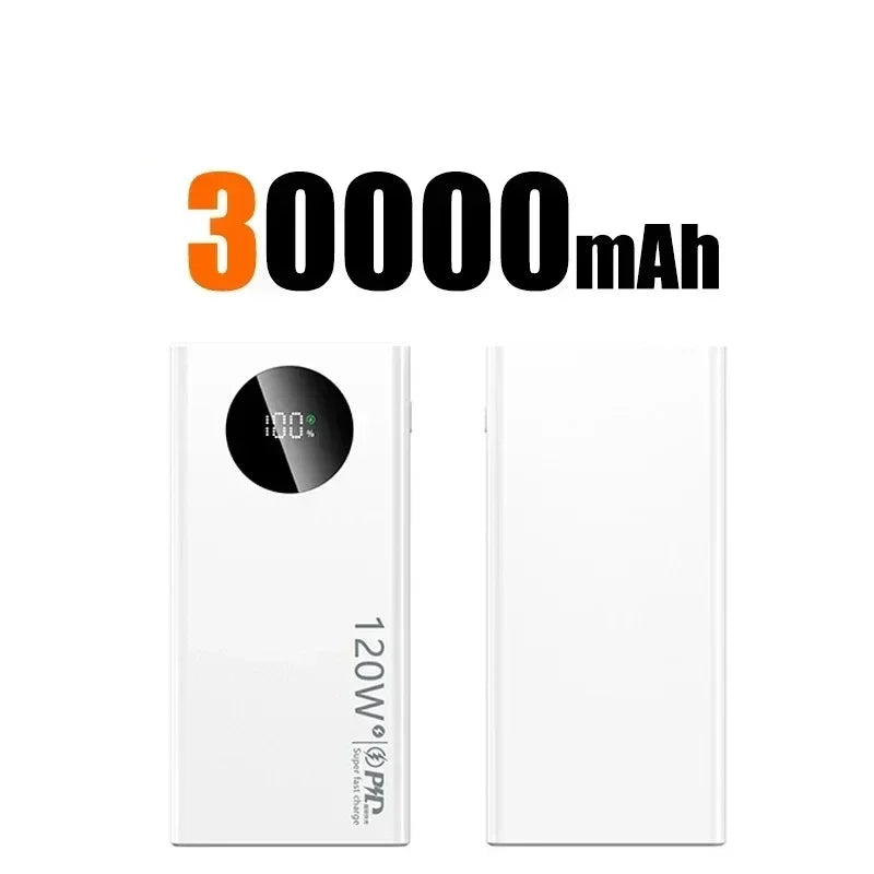 120W Power Bank 50000mAh PD Super Fast Charging Power Bank Portable High Capacity External Battery With Digital Display