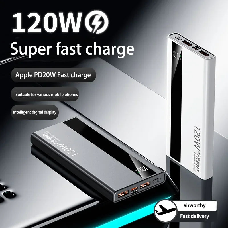 500000mAh High Capacity PowerBank 120W Super Fast Charging Portable External Battery Powerbank for iphone Huawei