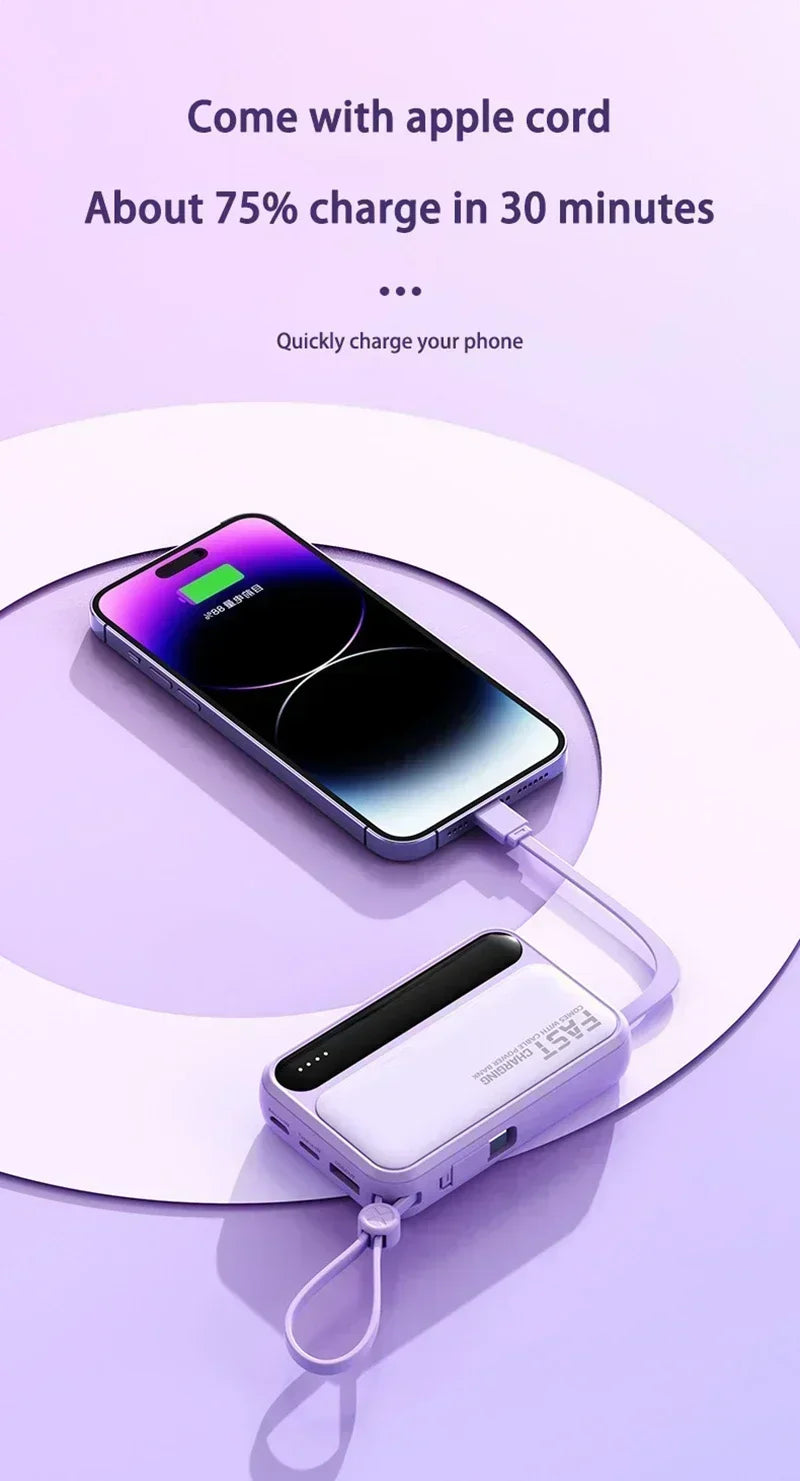 Large Capacity 500000mAh Power Bank 120W 4-in-1 Cables Intelligent Digital Display Portable  Powerbank for iPhone